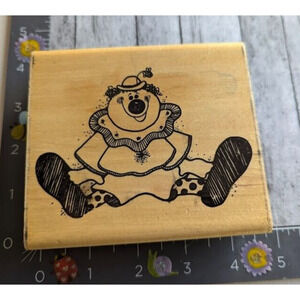 Dots‎ Happy Clown Sitting 1991 Rubber Stamp Wood #A20